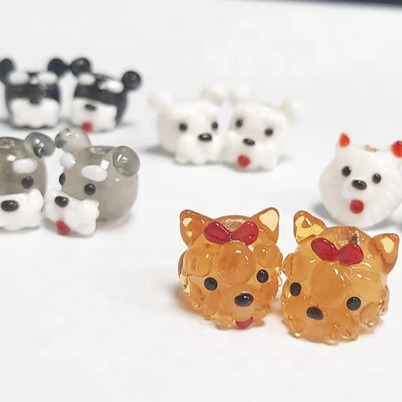 Handmade Mixed Design Dog Shape Glass Beads 15-20cm Jewelry Application