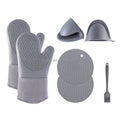 Heat Resistant 7PCS Set Silicone Oven Mitts Mini Pinch Mitts Hot Pads Potholders Trivet Mats Basting Brush for Baking Cooking
