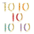 FUAMAY 925 Sterling Silver Gold Plated Hoop Earrings Small Colorful Neon Enamel Metal Earings