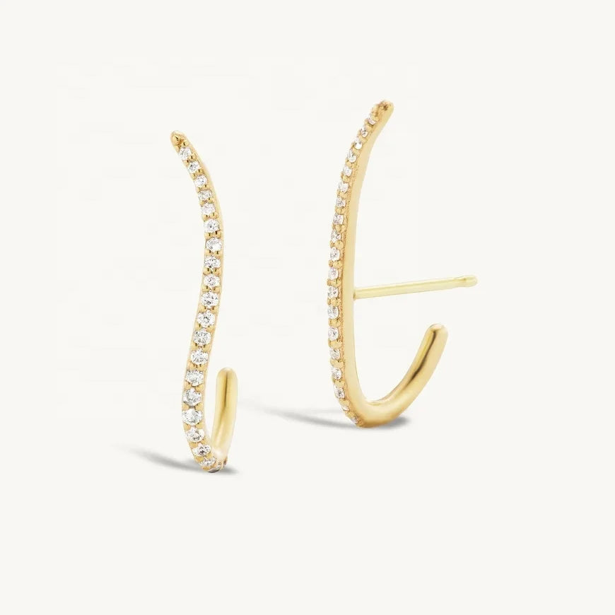 LOZRUNVE 925 Sterling Silver 14k 18k Gold Plated Exquisite Fine Wave Ear Climber Crawler Earring Findings