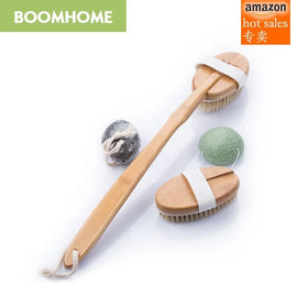 Wholesale Natural Bamboo Body Brush Set Eco-Friendly Bath Brushes Spa Shower Massage Sponges Deep Cleaning Rubbing Spa Scrubbers