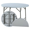 OEM 4 Foot 122*74 Fold-In-Half Round HDPE Table 4ft 122x122x74cm White Portable Indoor Outdoor Tables Handle Modern Design Style