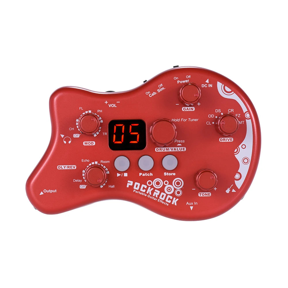 PockRock Portable Guitar Multi-effects Processor Effect Pedal 15 Effect Types 40 Drum Rhythms Tuning