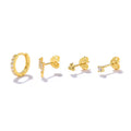 ROXI 4pcs/set lightning Zircon Triangle Ball Stud Earrings Diamond Hoop Earrings Set