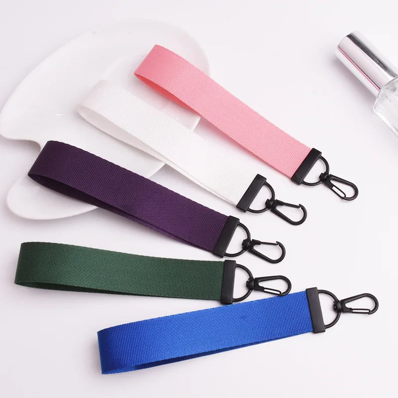 Wholesale Solid Color Ribbon Key Chain Custom Wrist Strap Polyester Printing Key Chain for Metal Key Chain