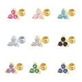 ROXI 2021 Korean Fashion S925 Sterling Silver Pierced Ear Hole Triangle Set Diamond Ear Stud Women