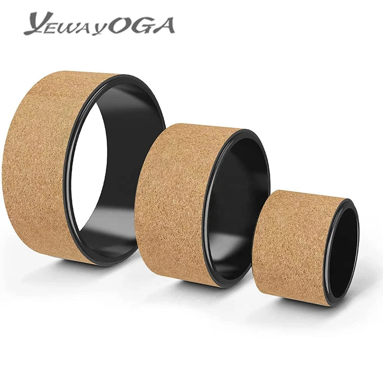 Best Cork Yoga Wheel ABS & TPE Anti-slip Durable Washable Waterproof Unisex Set of 3 Sizes for Back Pain Relief Home Use