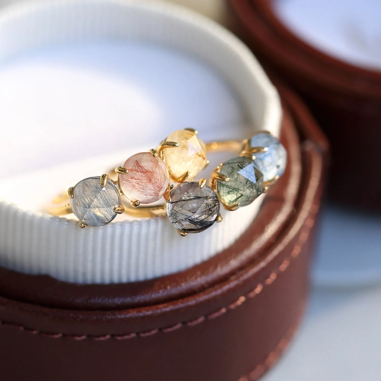 925 Sterling Silver Rings Natura Quartz Rutilated Ring 925 Silver Rings Superior Quality Jewelry Plating 14K Gold Japan Style
