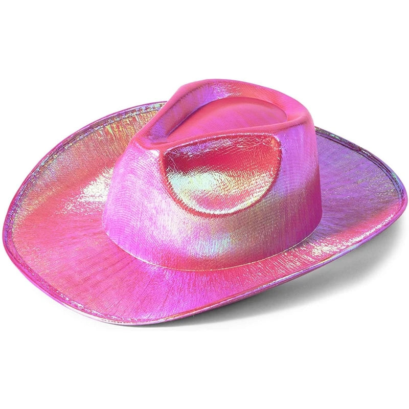 Haiwin Party Metallic Holographic Neon Sparkly Glitter Space Cowboy Hat Cowgirl Hat for Party