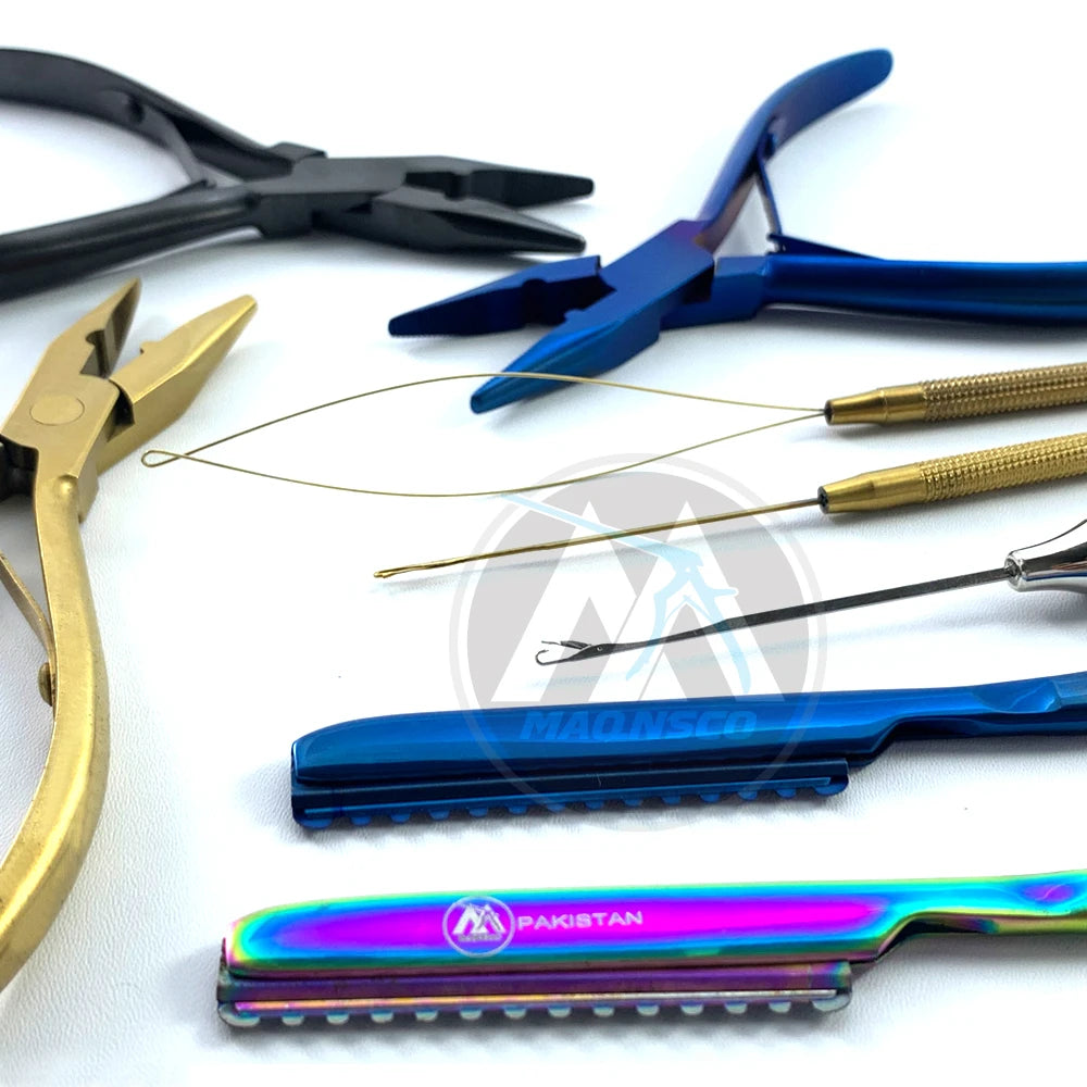 Micro Ring Hair Extension Tools in Black Gold Blue-Stainless Steel Pliers for Tape Hair Extensions