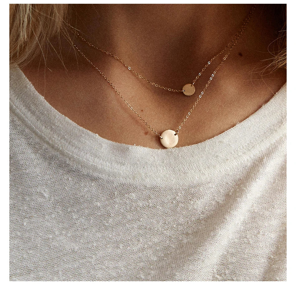 EManco Round 6mm/9mm/13mm/15mm Stainless Steel Necklaces for Women Pendant Gold Color Choker Necklace for Woman Fashion Jewelry