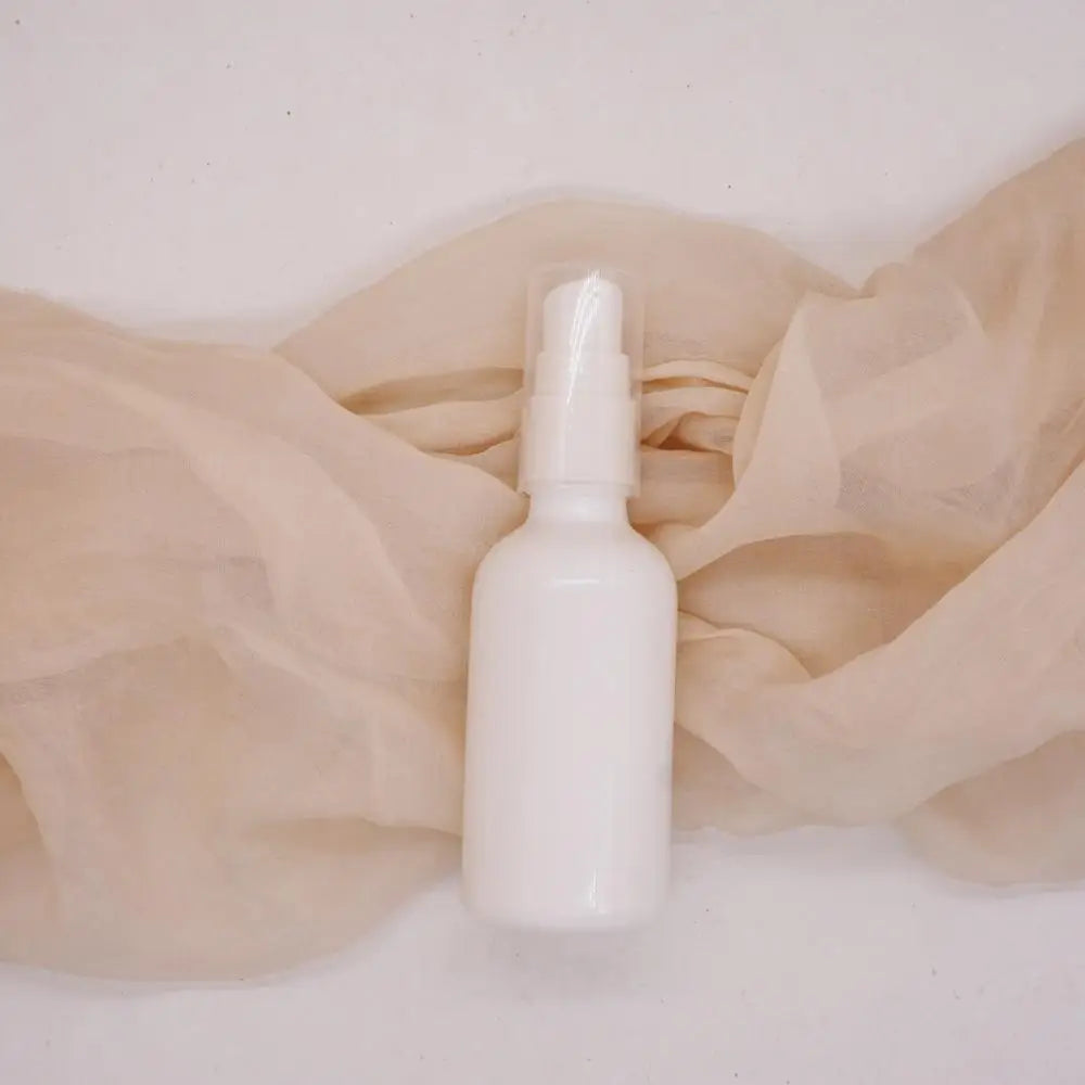 100ml Opal White Glass Pump Bottle with White Serum Pump Lid
