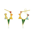 LOZRUNVE 925 Sterling Silver 18k Gold Enamel Colored Rainbow Spiked Hoop Earrings 18k Gold Plated Jewelry