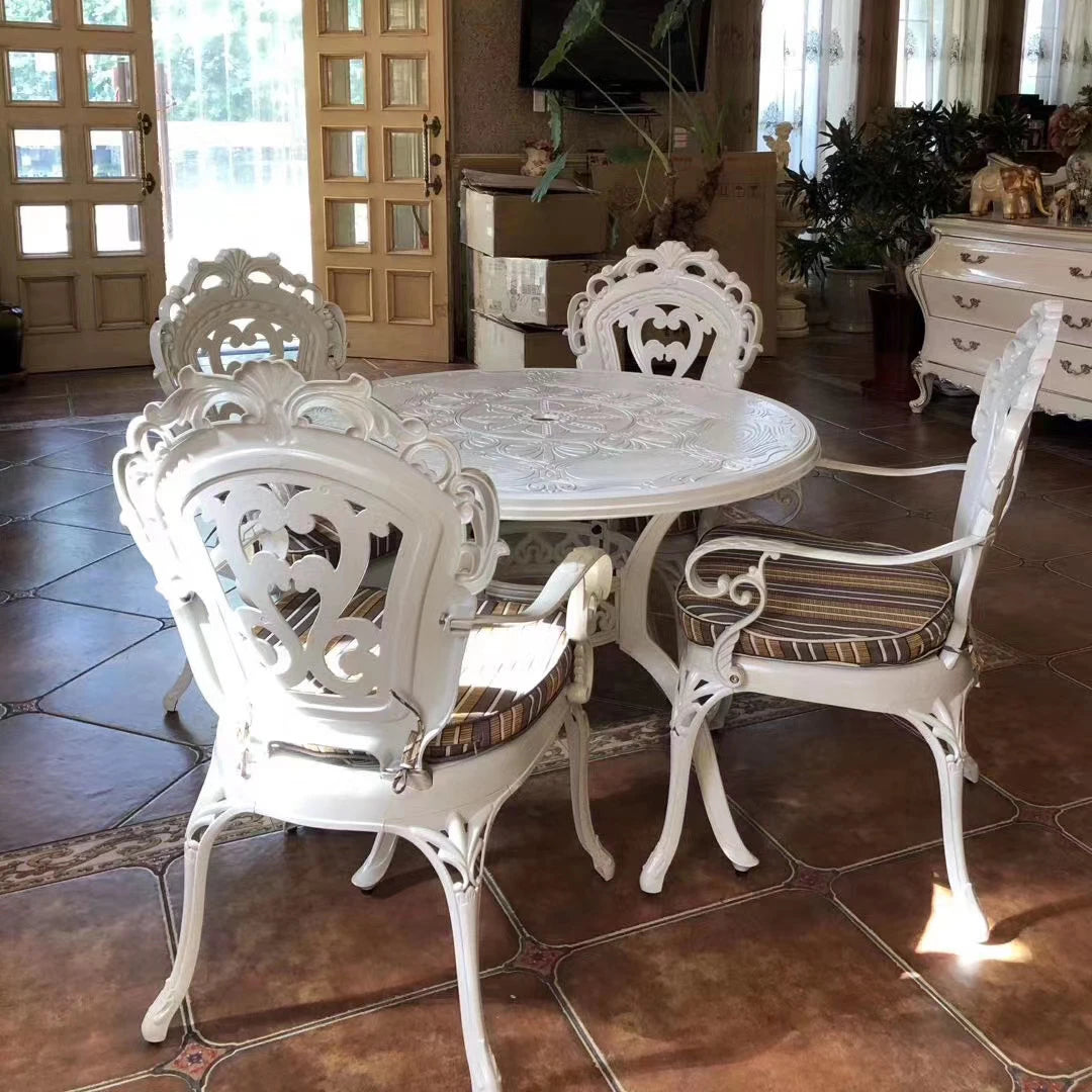 Chouvant Wholesale Die Casting Aluminum Table and Chair Factory Direct Sell With BBQ Grill for Dealer in Garden Set Furniture