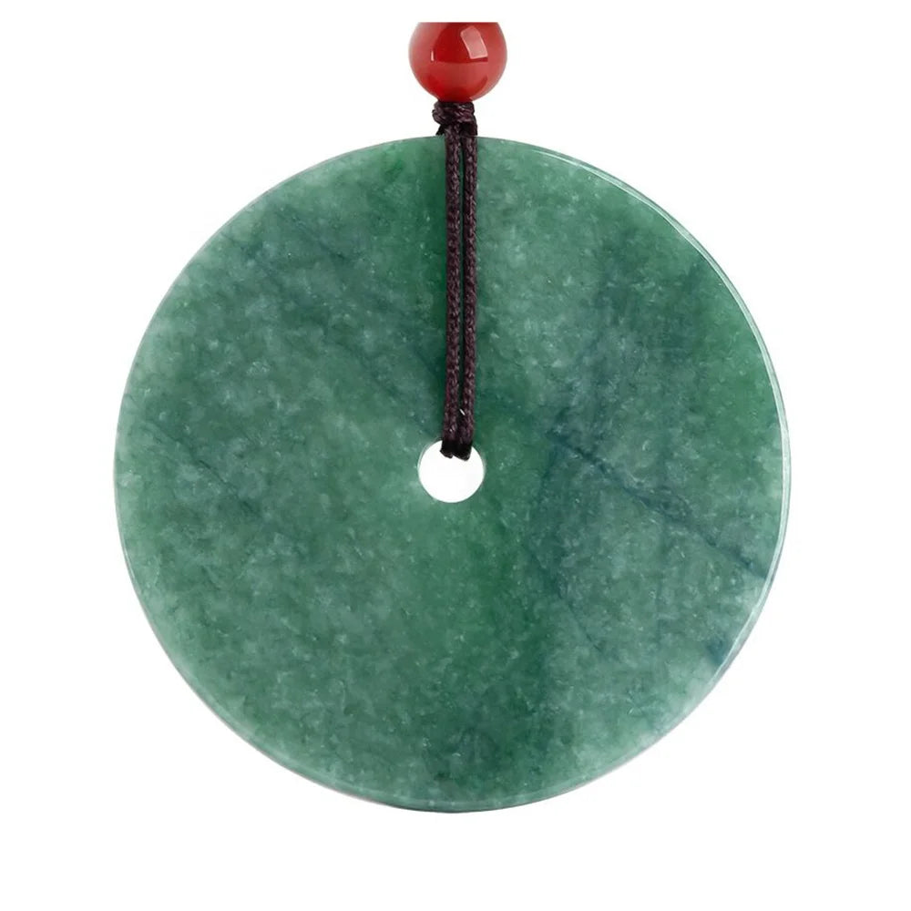 Natural Jadeite Pendant Necklace Round Jade Jewelry for Women