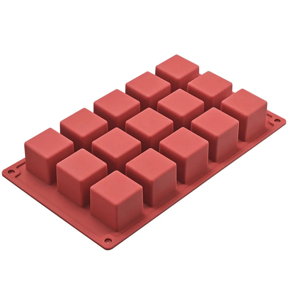 DIY Kitchen Baking Tools Dessert Jelly Candy Decorating Moulds New 15 Cavity Cube Square Shape Silicone Cake Mold
