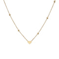 Ladies Elegant Gold Plated Bead Mirror Polished Heart Pendant Stainless Steel Necklace