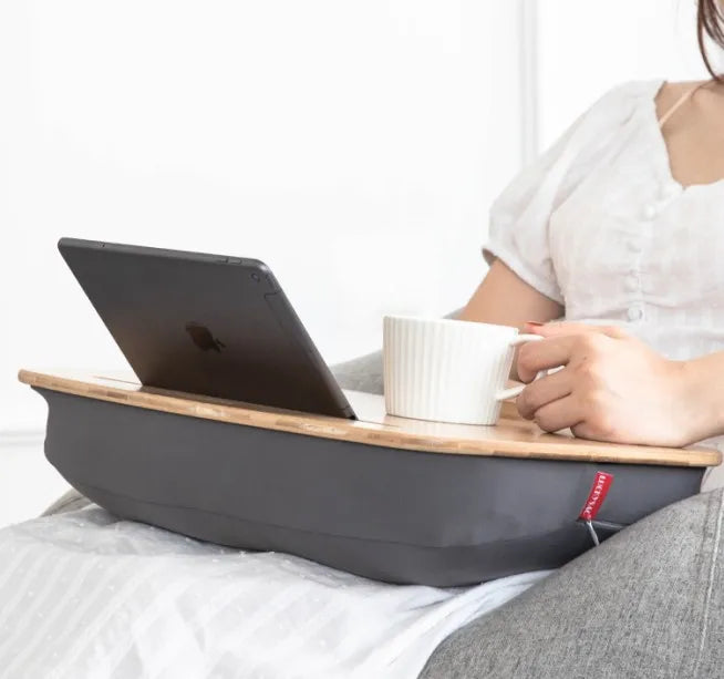 Bamboo Laptop Table Desk With Pillow Laptop Lap Desk With Pillow Cushion Anti Slip Stopper on Bed & Sofa