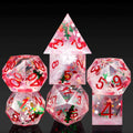 Custom Square Polyhedral Resin Dice Set with Sharp Edges for DND Board Game-Christmas Color Metal Case