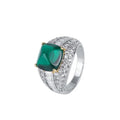 Women's Fine Jewelry 925 Sterling Silver Cubic Zirconia Ring Classic Chunky Gemstone Wedding Engagement Party Jewelry Rhodium
