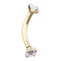 ASTM F136 Internally Threaded Mini Banana Ring Titanium Eyebrow Piercing Jewelry with Zircon & Claw Setting Body Jewelry