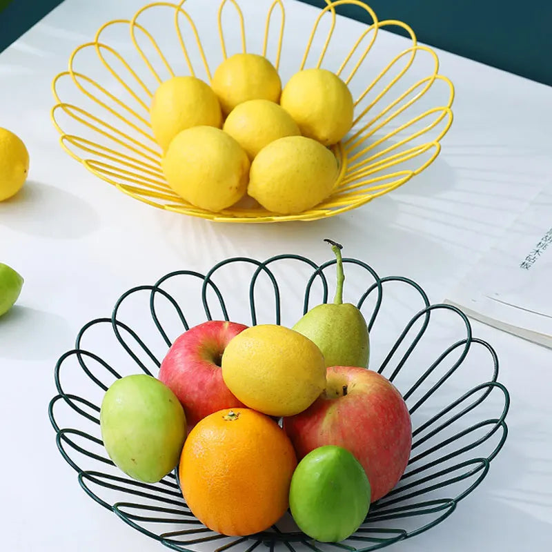 Vegetables Display Countertop Storage Empty Iron Metal Mesh Shape Apple Spring Wire Fruit Basket MegaBDM