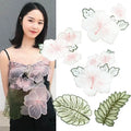 Fashion Leaf Flower Embroidery Organza Lace Applique Patches LT2525A