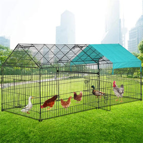 Chicken Coop for up to 50 Chickens Iron Walk-In Design with Button Closure