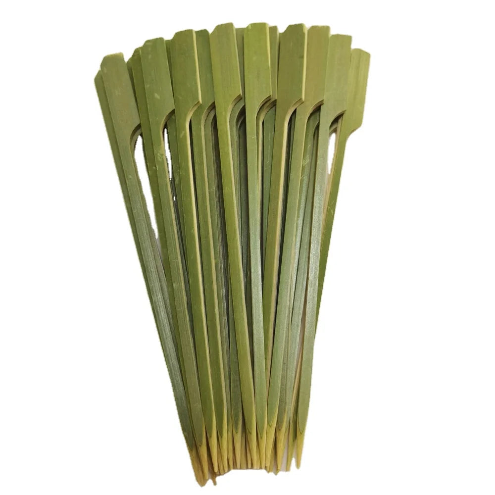 Eco-Friendly Bamboo BBQ Heat Resistant Natural Sticks Grill Teppo Skewer Golf Teppo Gun-shaped Paddle Pick MegaBDM