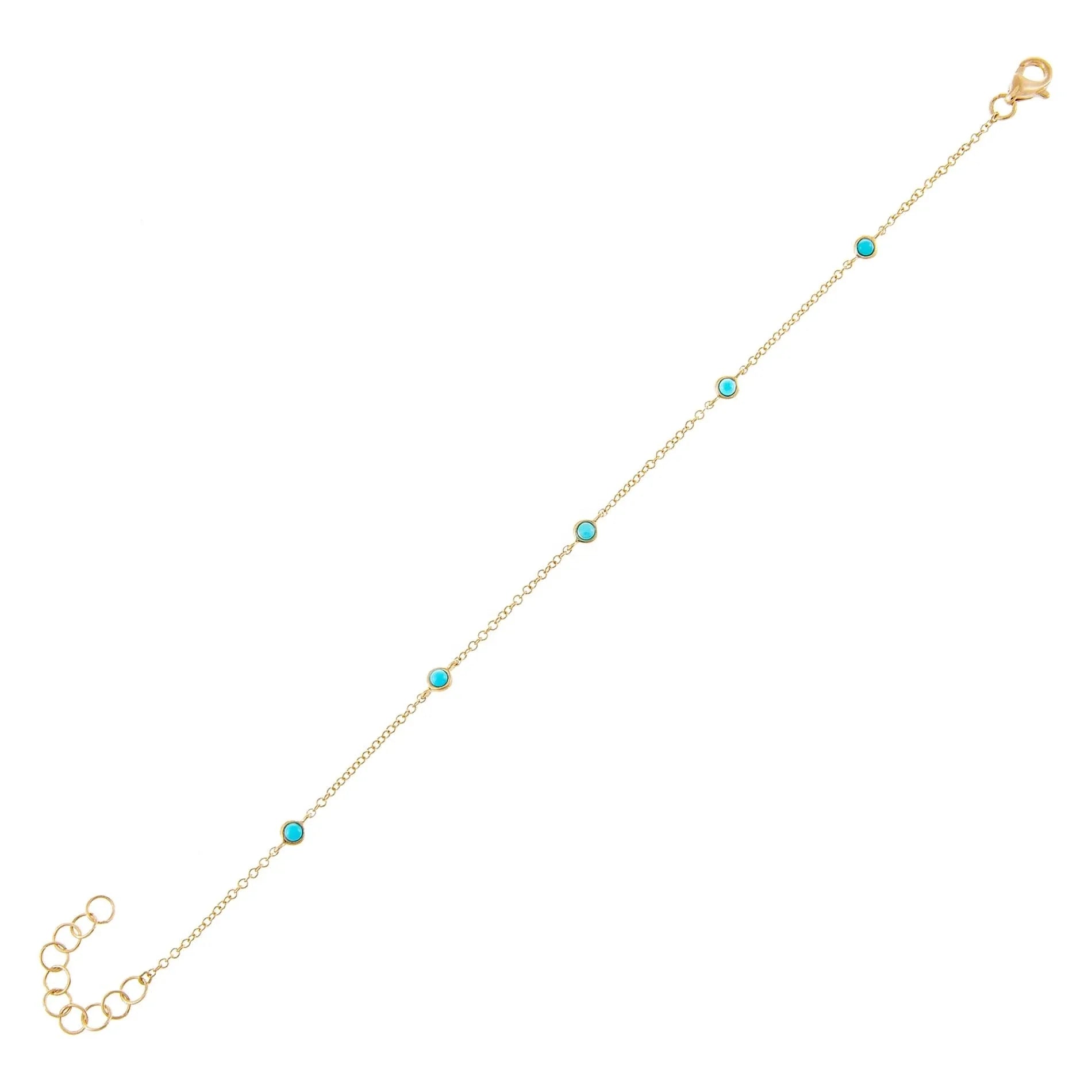LOZRUNVE Elegant 925 Sterling Silver Golden Multi Turquoise Bezel Charm Bracelet Women