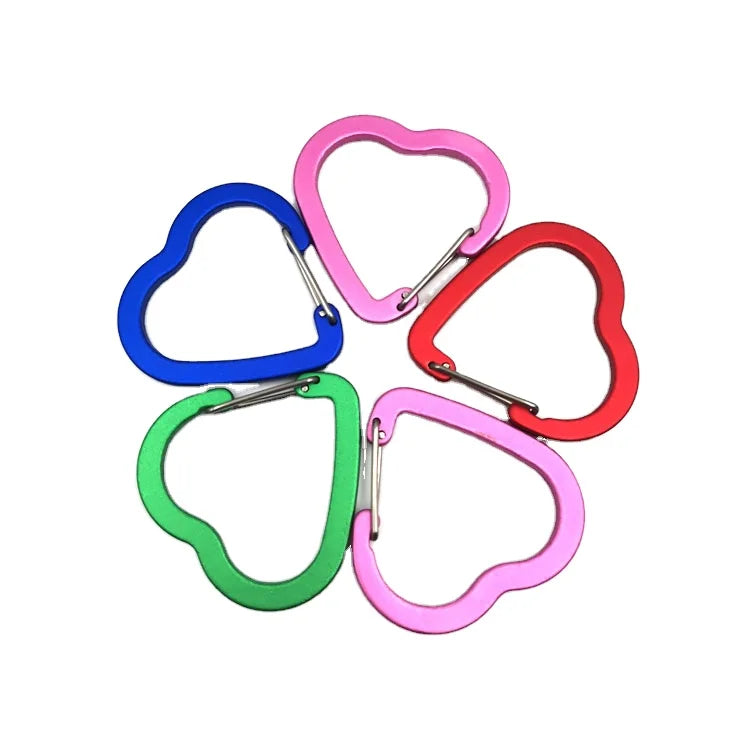 Hot Selling High Quality Aluminum Carabiner Outdoor Camping Flattened Heart Type Spring Buckle Snap Hook Quality Alloy Material MegaBDM