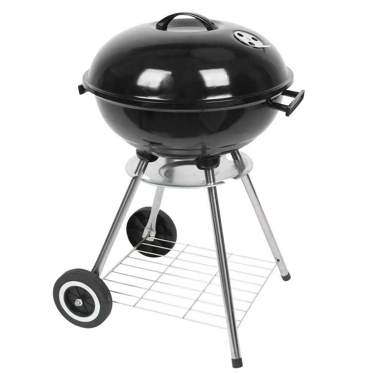 22-Inch Korean Style Porcelain Enameled BBQ Grill Kettle 3-Leg Iron Ash Catcher for Outdoor Camping Picnics Patios MegaBDM