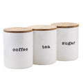 Wholesale Medium Kitchen Food Storage Container Condiments Custom logo Ceramic Jars with Bamboo Lid