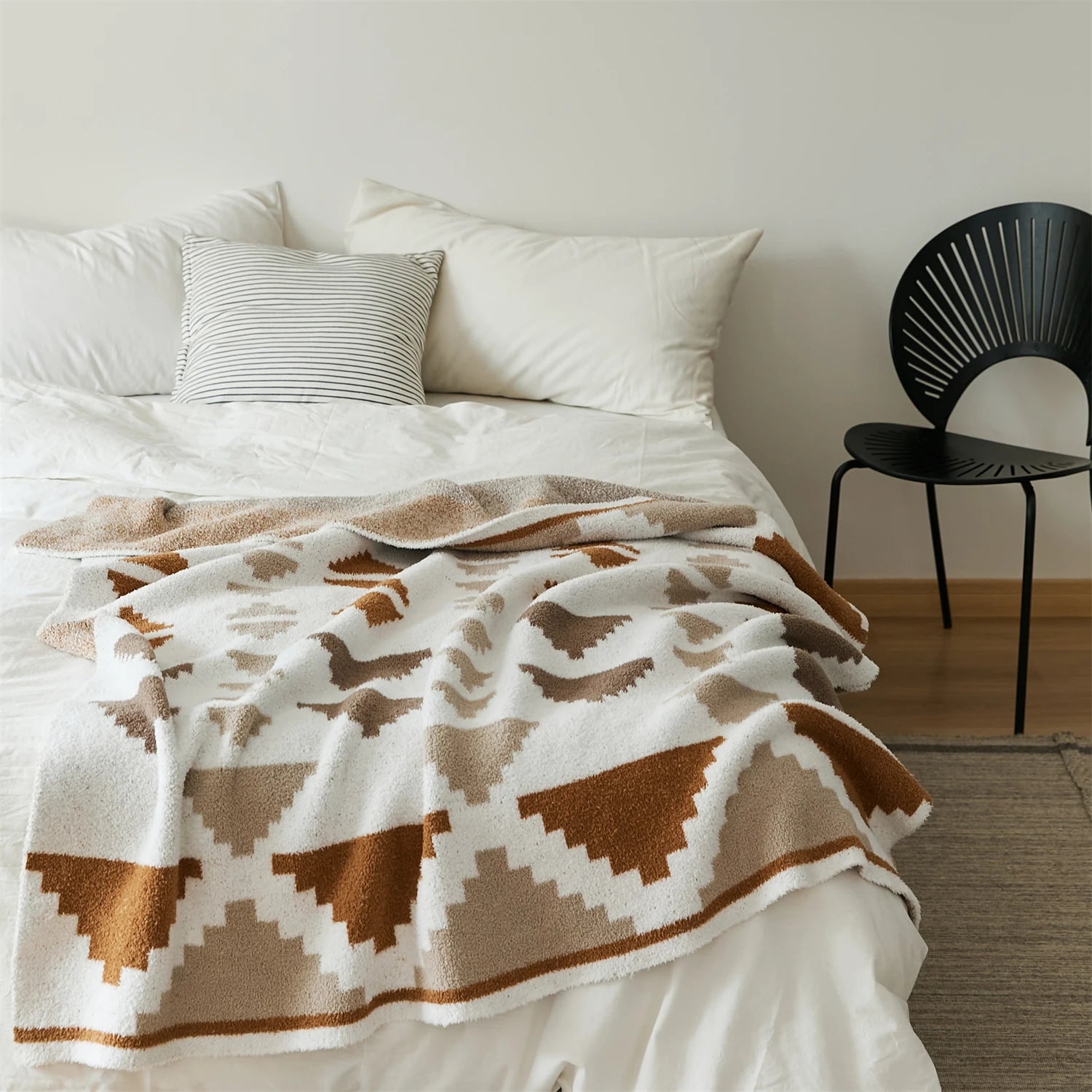 DQX Nordic Custom Accept Soft Microfiber Merino Wool Knitted Throw Blanket Home Decor Sofa