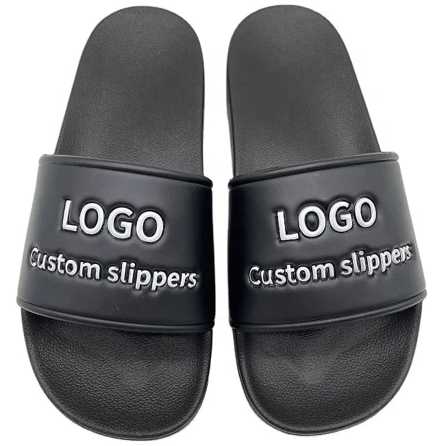 Unisex Designer PU Leather 3D Embossed Slides Sandals Custom Summer & Winter Anti-Slippery Breathable Slippers for Outdoor Use