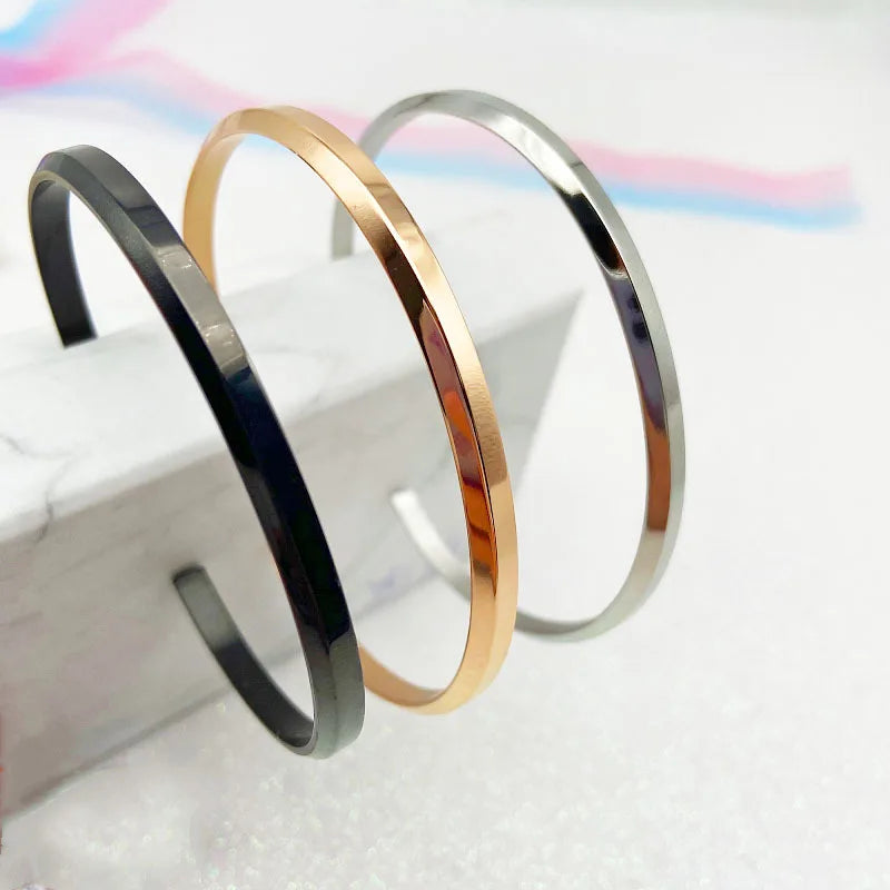 Custom Engraved 316 Stainless Steel Bangles Unisex Personalized Jewelry Gold/Silver/Rose Gold Plating Classic Style Zircon Stone