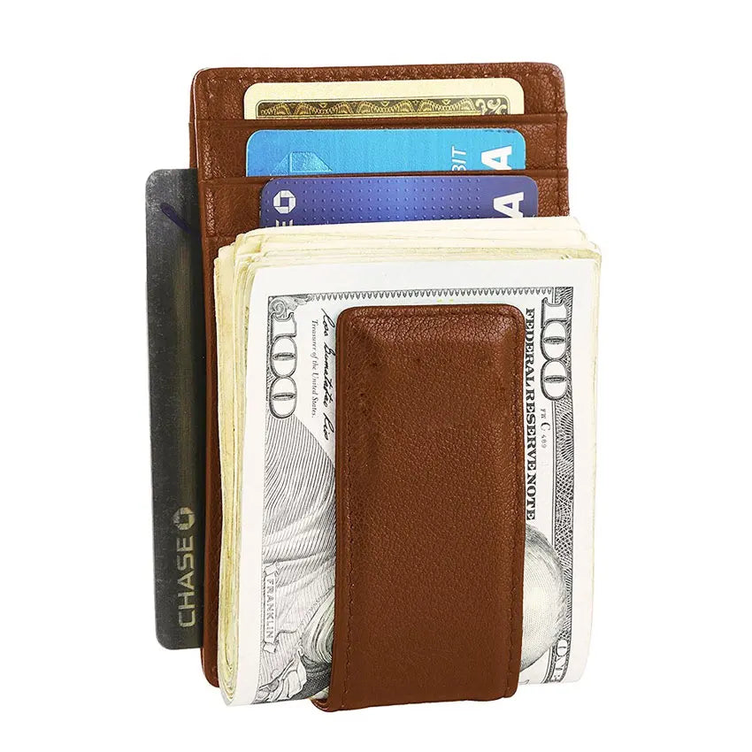 Custom Made Multi-function Faux Suede Leather Wallet with Money Clip
