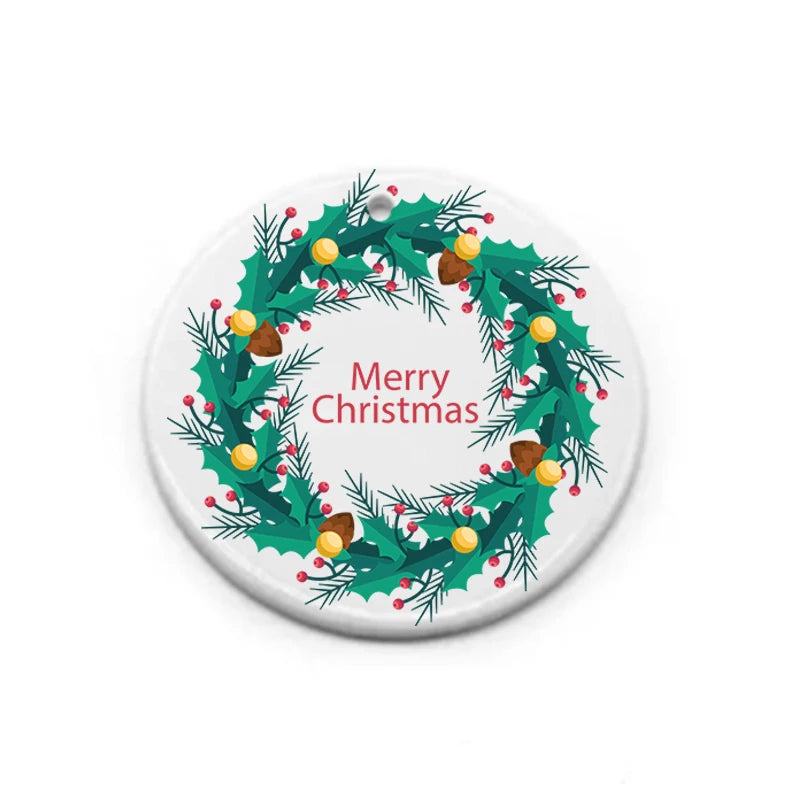 Qualisub Sublimation Ceramic Christmas Ornaments Blanks Double-Sided 75mm Diameter for DIY Printing Circle Shape