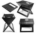 Outdoor Foldable Iron X Shape Japanese Notebook Charcoal BBQ Grill Smoker