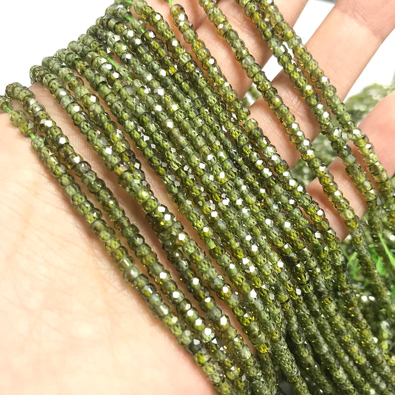 Wholesale Natural Small Tiny Rondel Faceted Cubic Zirconia Beads CZ Faceted Rondelle Beads for Jewelry Making 2x3mm 38cm