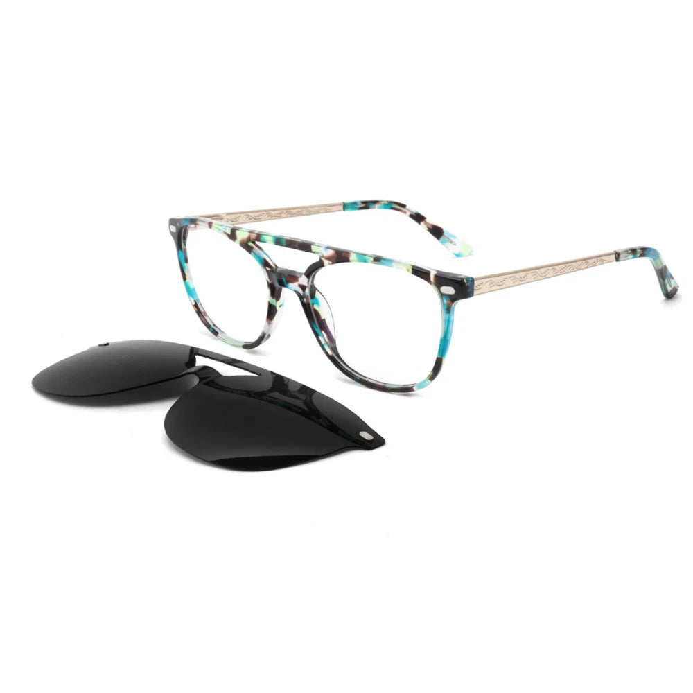 Fashion Women Acetate Optical Frames Sunglasses in Stock New Design Hot Sale Eyewear China Manufacture Clip on Eyeglasses