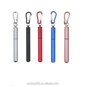 Factory Sale Top Seller Reusable Metal Straws Collapsible Stainless Steel Drinking Straw Portable Telescopic Straw Set with Case