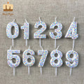 Cute Novelty White Number Birthday Candle with Star Print Paraffin Wax Handmade