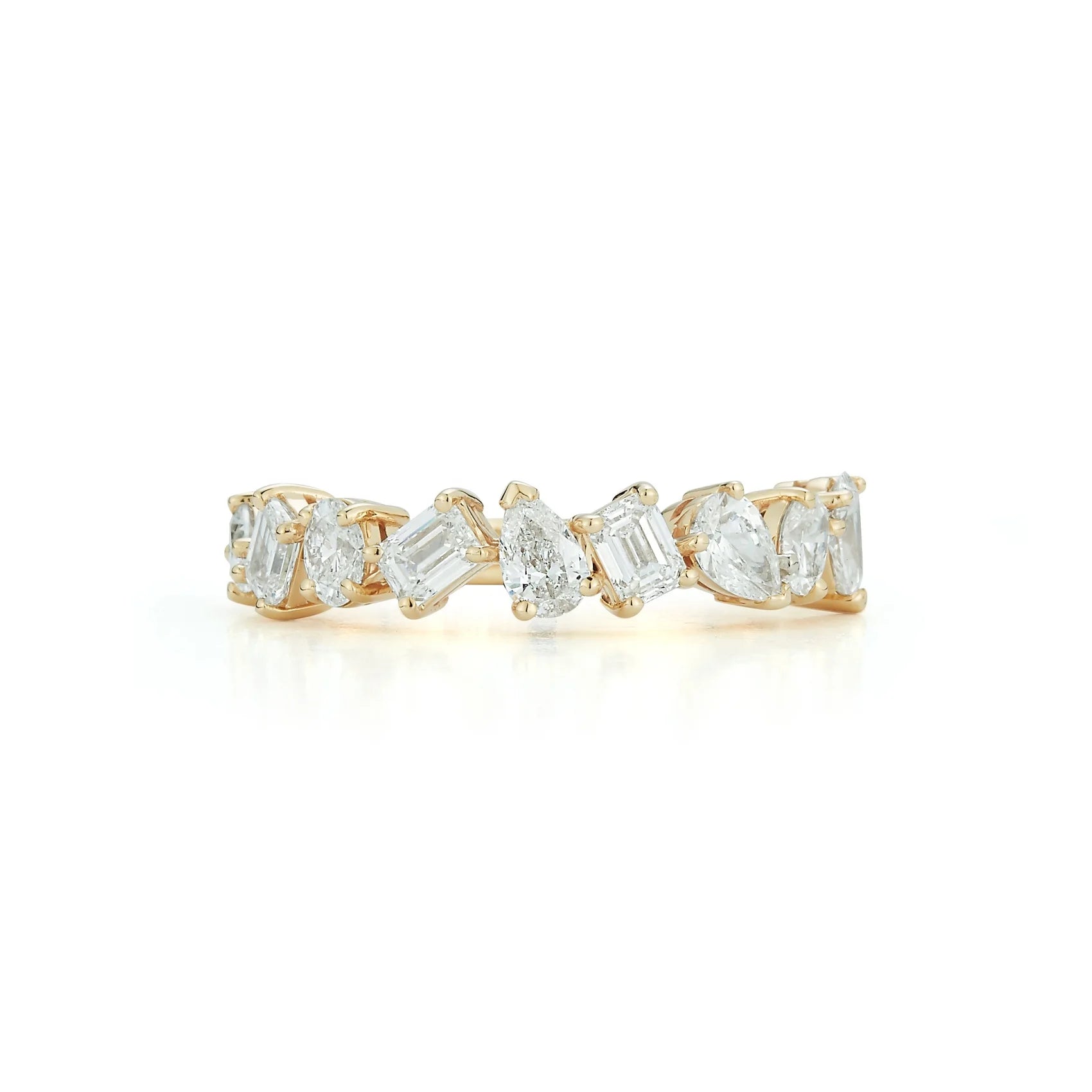 LOZRUNVE New 925 Sterling Silver 18k Gold Multi Shaped CZ Stone Stacking Ring