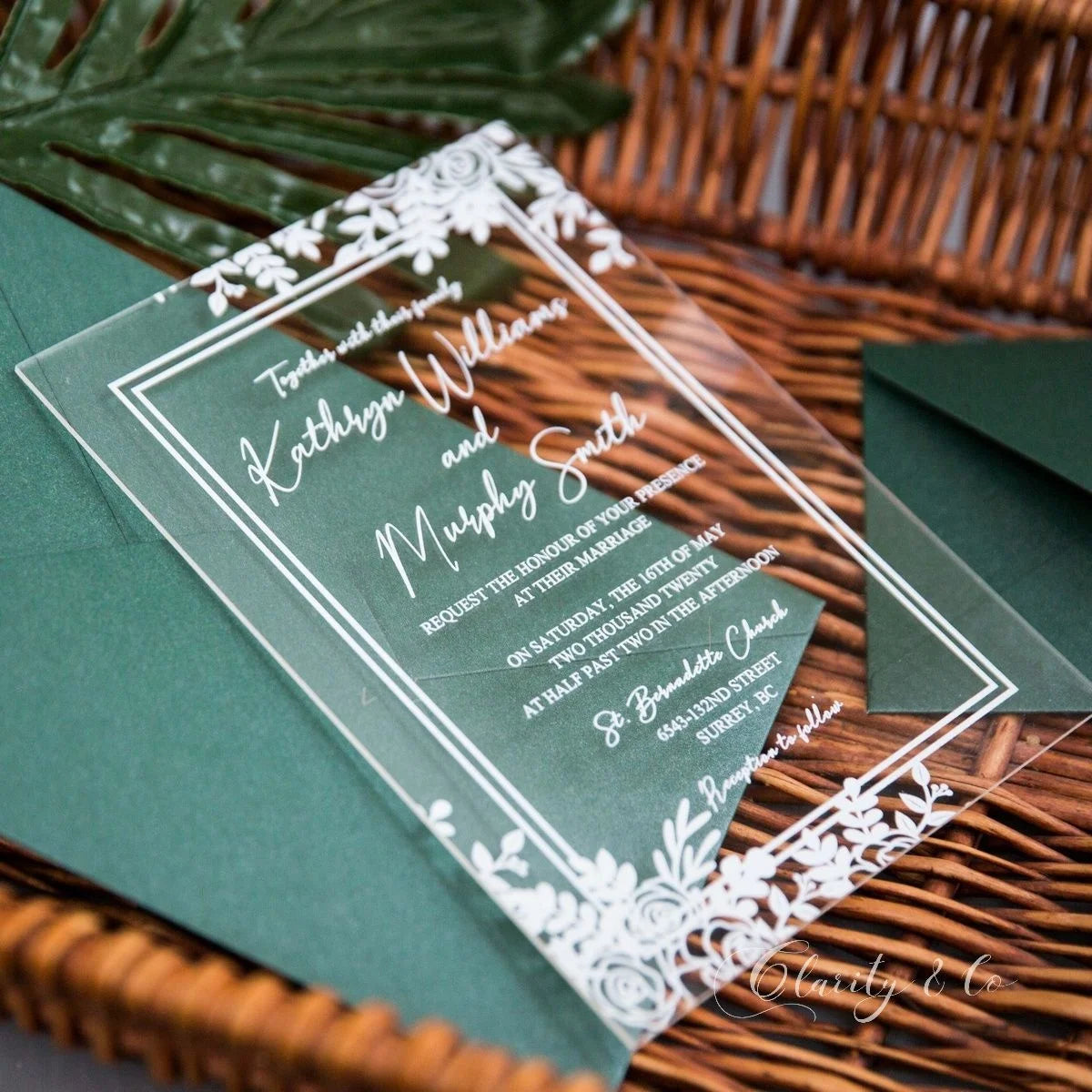 Modern Acrylic Wedding Invitation Cards Clear Customizable Lightweight Polished Surface MegaBDM
