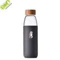 GA5040 Custom Water Silicone case Travel Packaging 500ML Glass Bottles Wholesaler No Minimum Glass Flask with Bamboo Lid