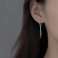 925 Sterling Silver Chain Ear Buckle Earrings 2022 New Ear Ring Female Temperament Korean Circle Student Ear Jewelry