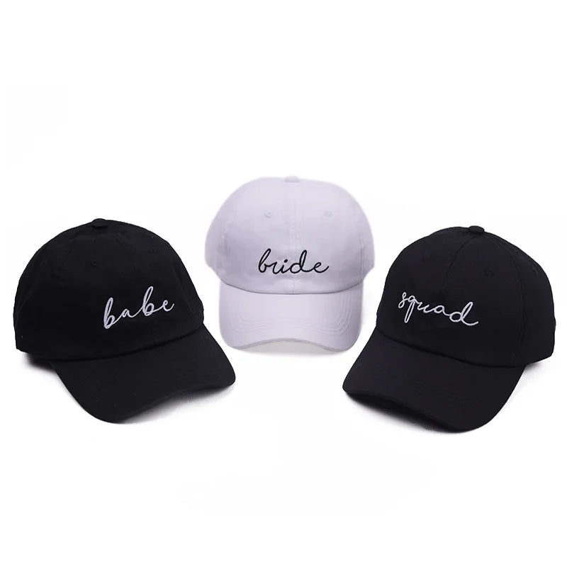 Bachelorette Party Cap Unisex Cotton Bride Squad Babe Embroidery Sports Baseball Caps Hats