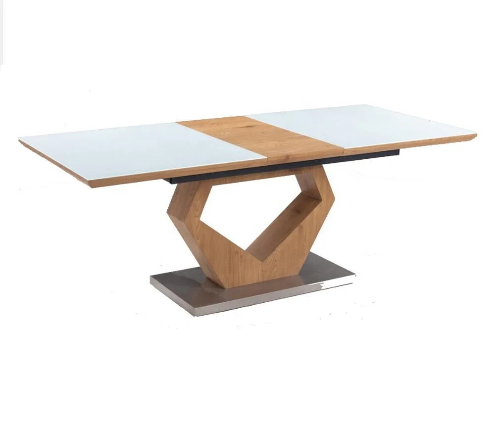 The New 2025 Extensional Dining Room Set High Glossy Lacquer Dining Table with Black Legs Metal Chair