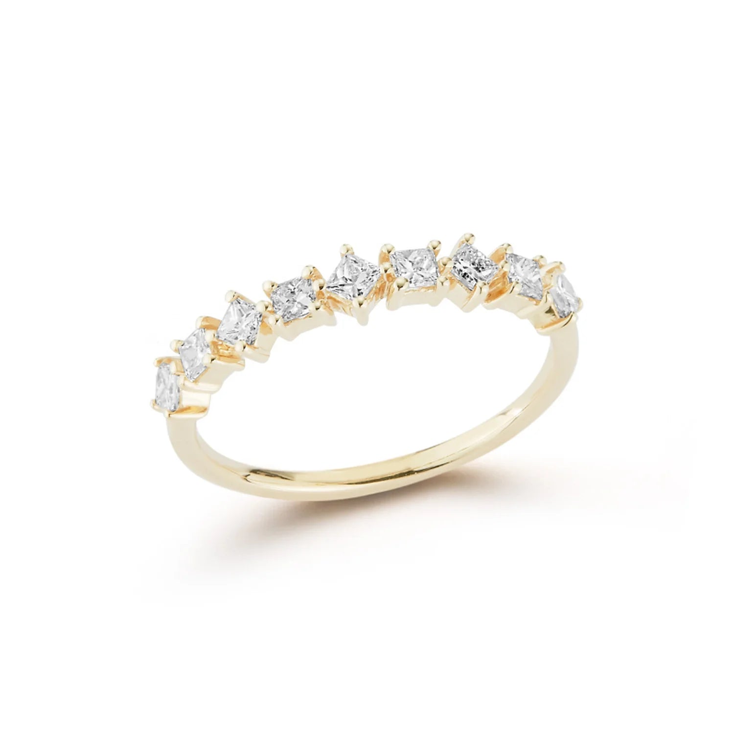 LOZRUNVE New 925 Sterling Silver Gold Vermeil Princess Cut Cubic Zirconia Delicate Stacking Ring